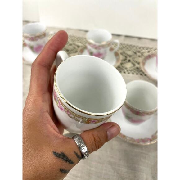 VTG Set of 6 Pink Rose Tea Cup & Saucer Antique Z. S. & Co Bavaria Floral 12PC - Picture 12 of 12